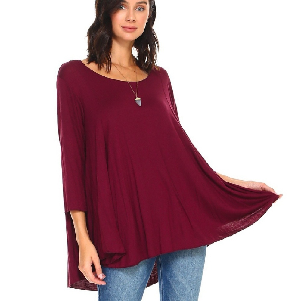 Simplicitie Inc. Burgundy Flowy Tunic